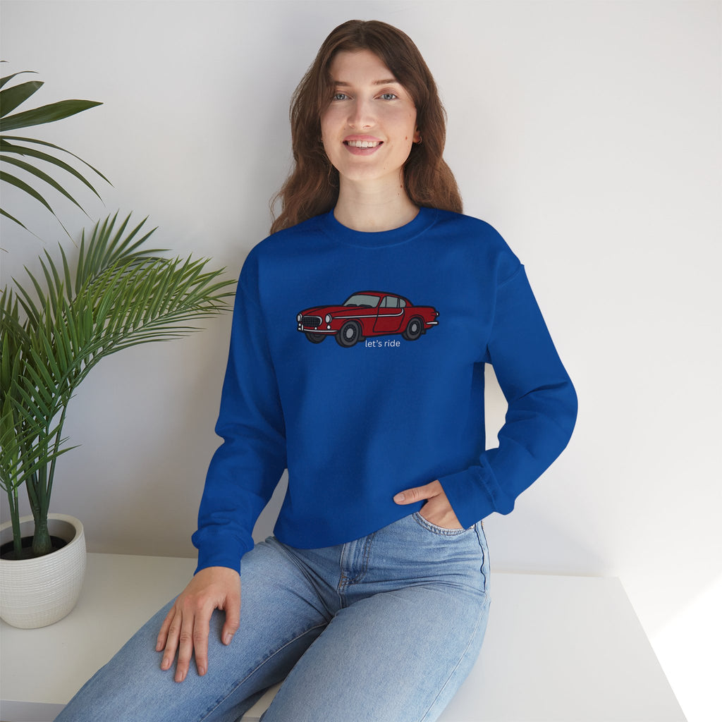 Classic Red Muscle Car Sweatshirt — “let’s ride” Crewneck