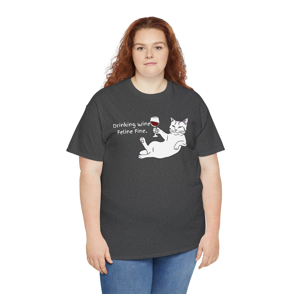 Drinking Wine, Feline Fine Cat Tee