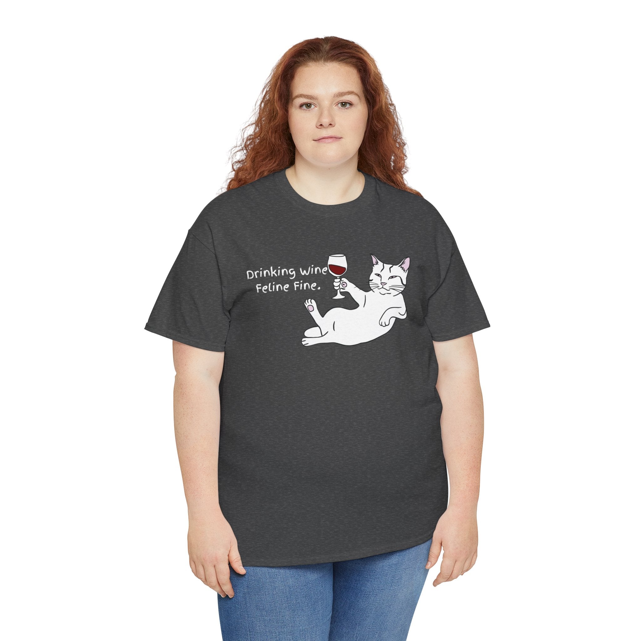 Drinking Wine, Feline Fine Cat Tee
