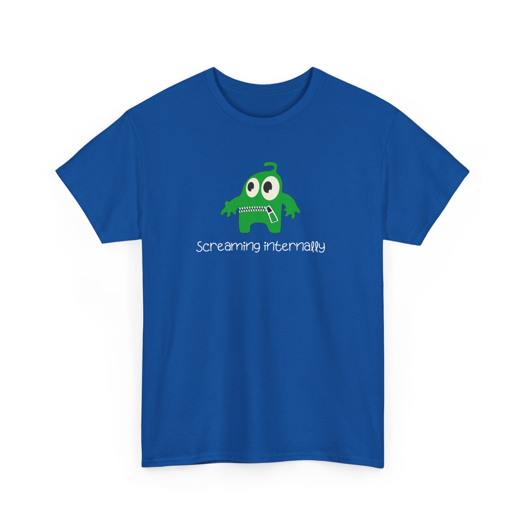 Screaming Internally Tee — Cute Green Monster Graphic Shirt