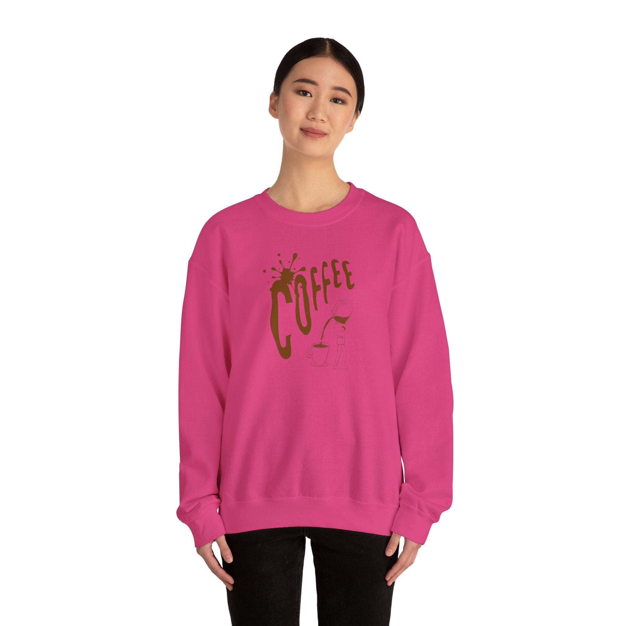 Coffee Lover Crewneck Sweatshirt — Retro Brown Coffee Graphic
