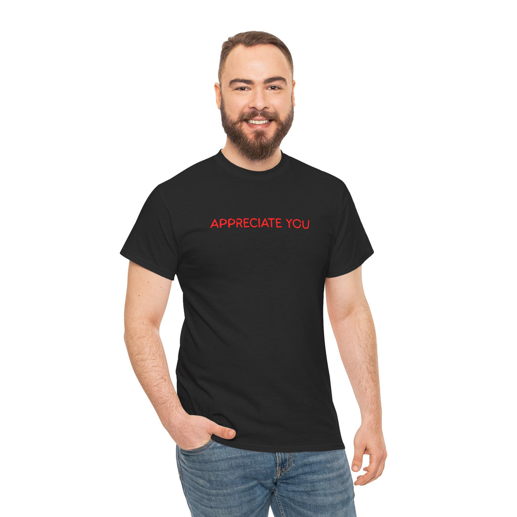 Appreciate You Tee – Minimalist Red Text Graphic T‑Shirt