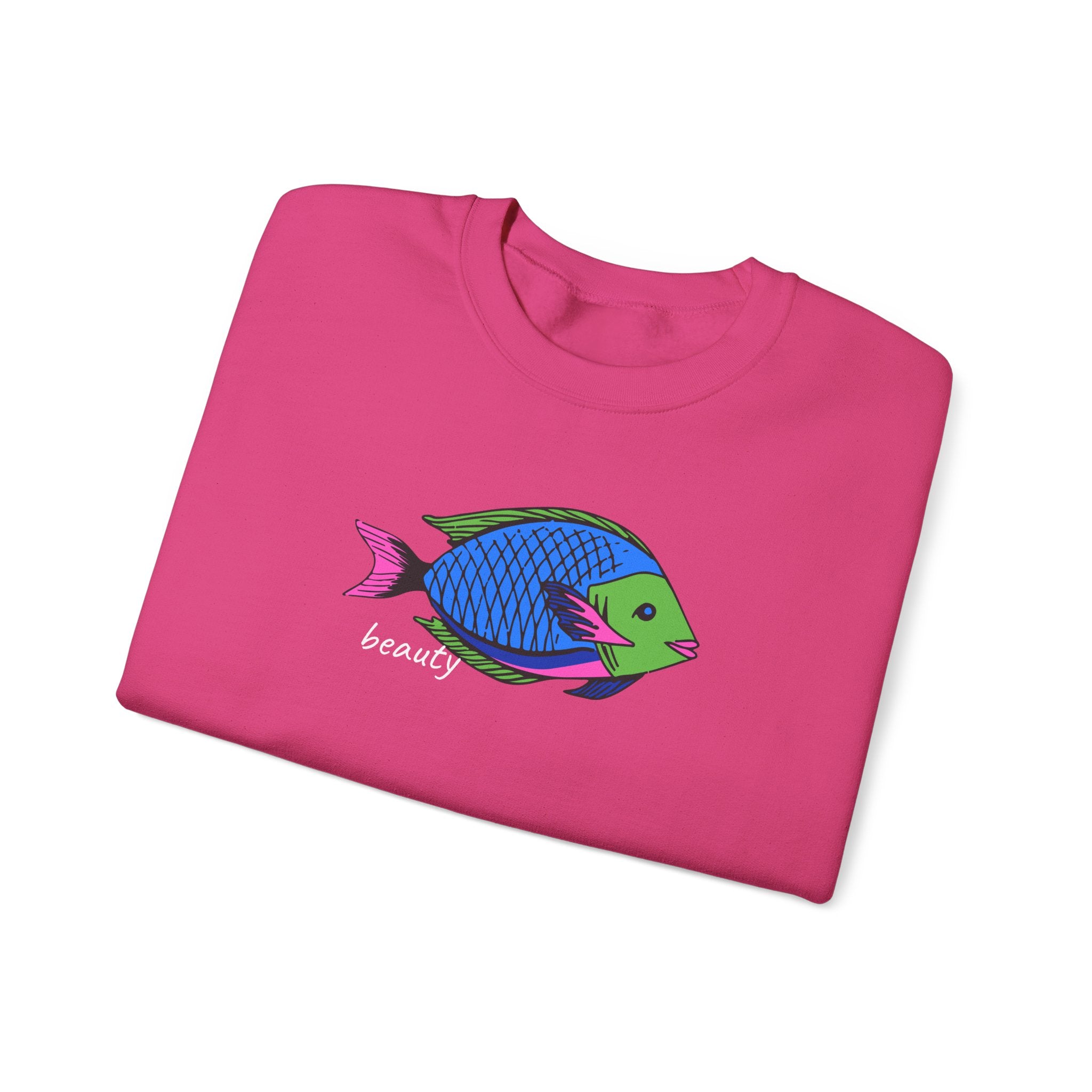 Fish Graphic Sweatshirt — Neon Tropical Fish 'beauty' Crewneck