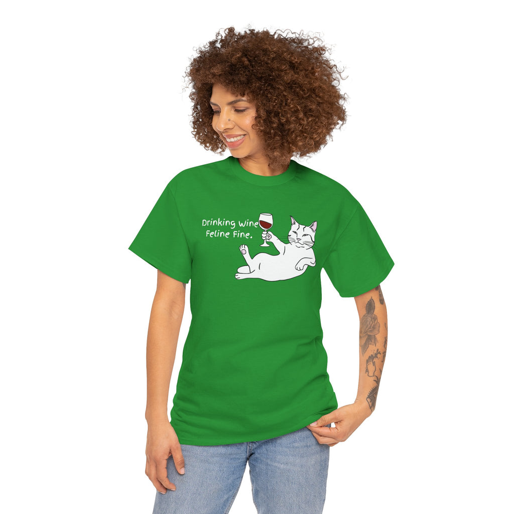 Drinking Wine, Feline Fine Cat Tee