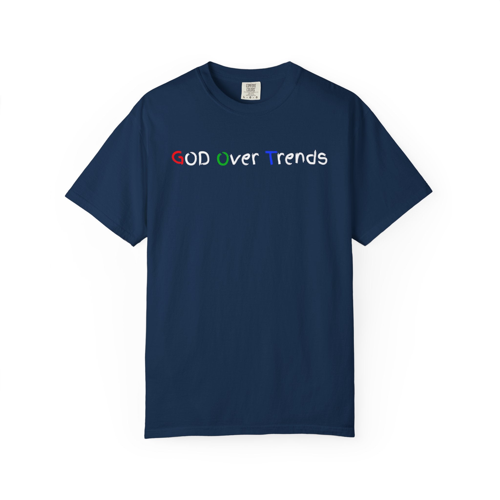 God Over Trends Tee — Retro Colorful Graphic T‑Shirt
