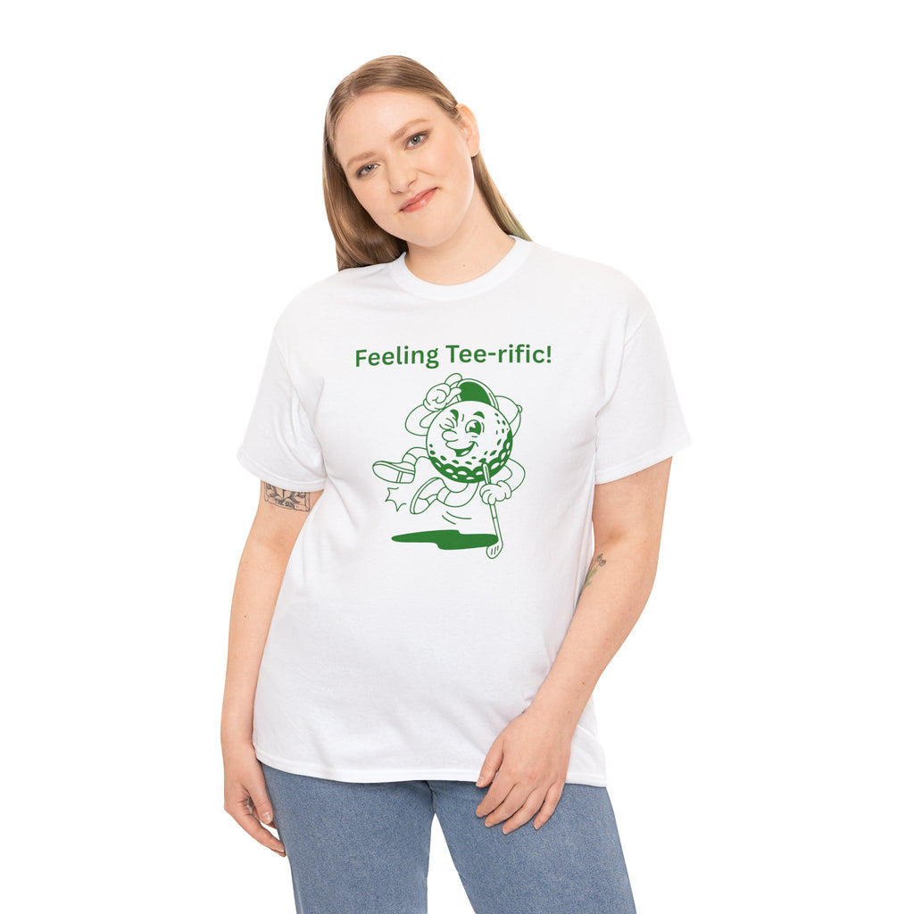 Golf Tee T-Shirt — "Feeling Tee-rific!" Vintage Golf Character Shirt