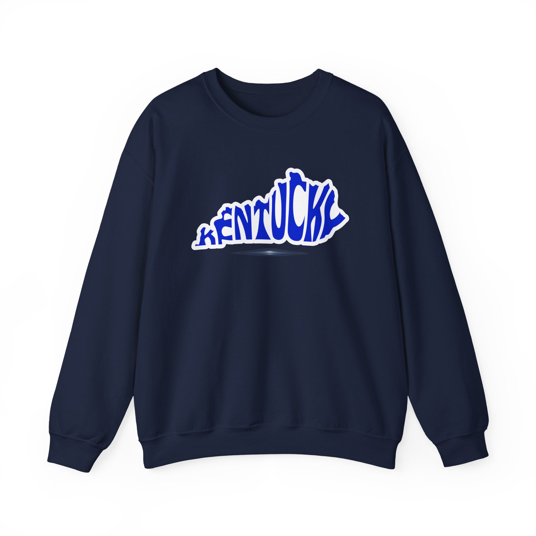 Kentucky State Outline Crewneck Sweatshirt — Blue 'Kentucky' Typography