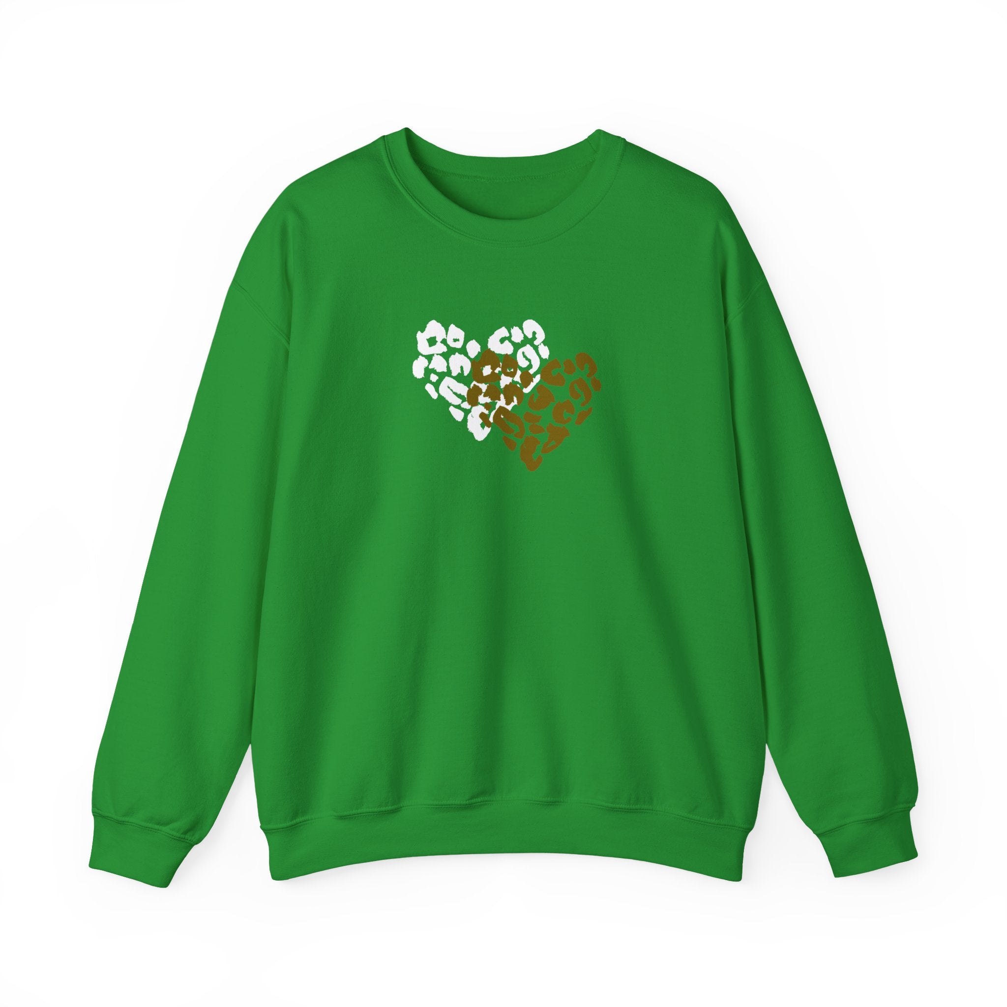 Leopard Heart Crewneck Sweatshirt – Split Gold & White Animal Print Heart