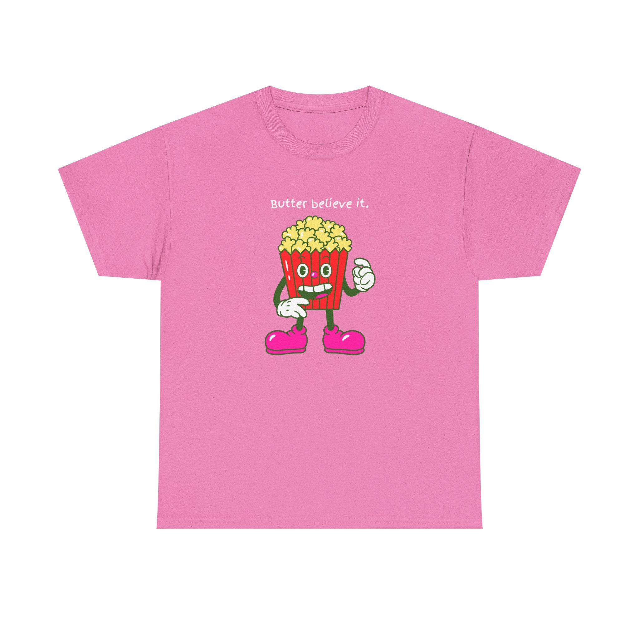Butter Believe It Popcorn Tee — Cute Retro Snack Cartoon T-Shirt