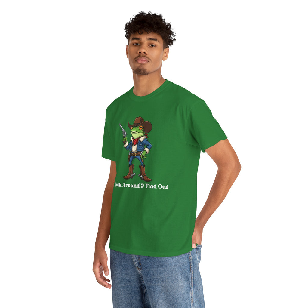 Cowboy Frog T-Shirt - "Croak Around & Find Out" Funny Western Graphic Tee