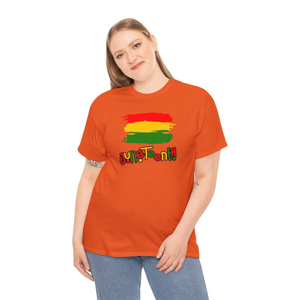 Juneteenth Graphic Tee — Rasta Flag Brushstroke Design