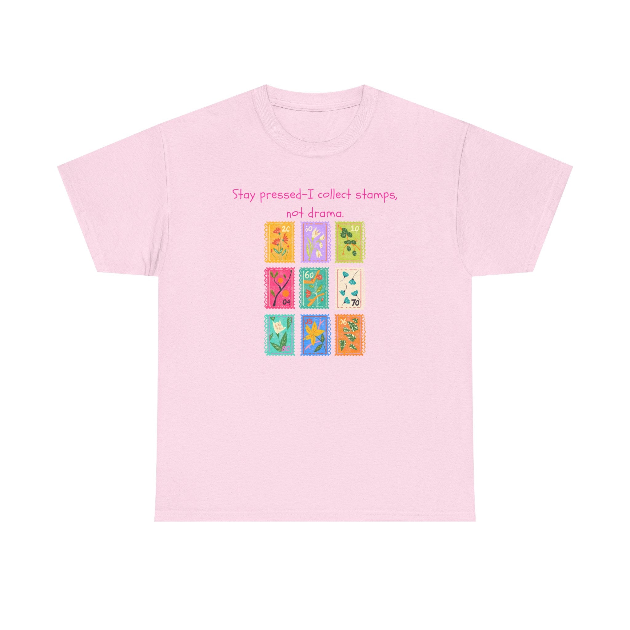 Stamp Collector Graphic Tee – "Stay pressed—I collect stamps and drama"