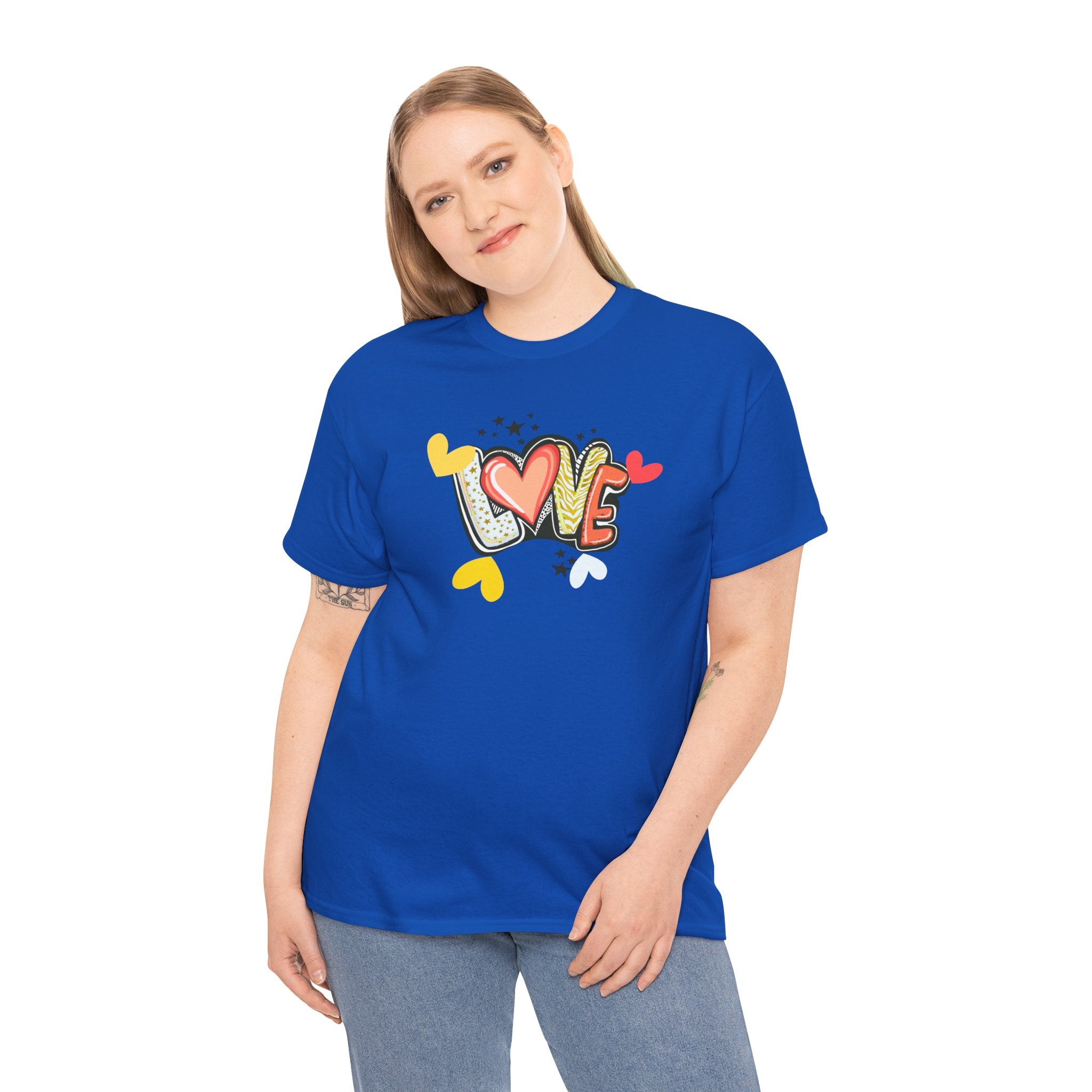 Love Heart Graphic Tee — Retro Doodle "LOVE" Design