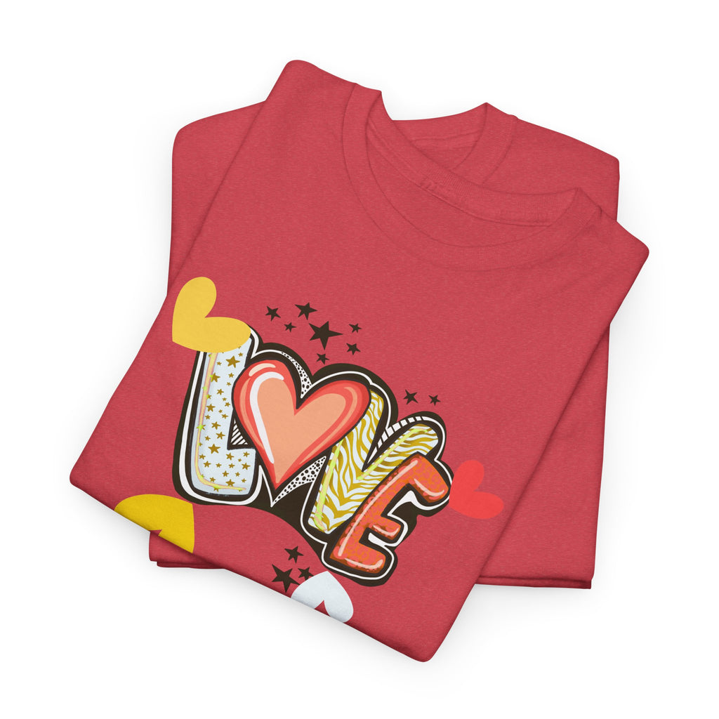 Love Heart Graphic Tee — Retro Doodle "LOVE" Design