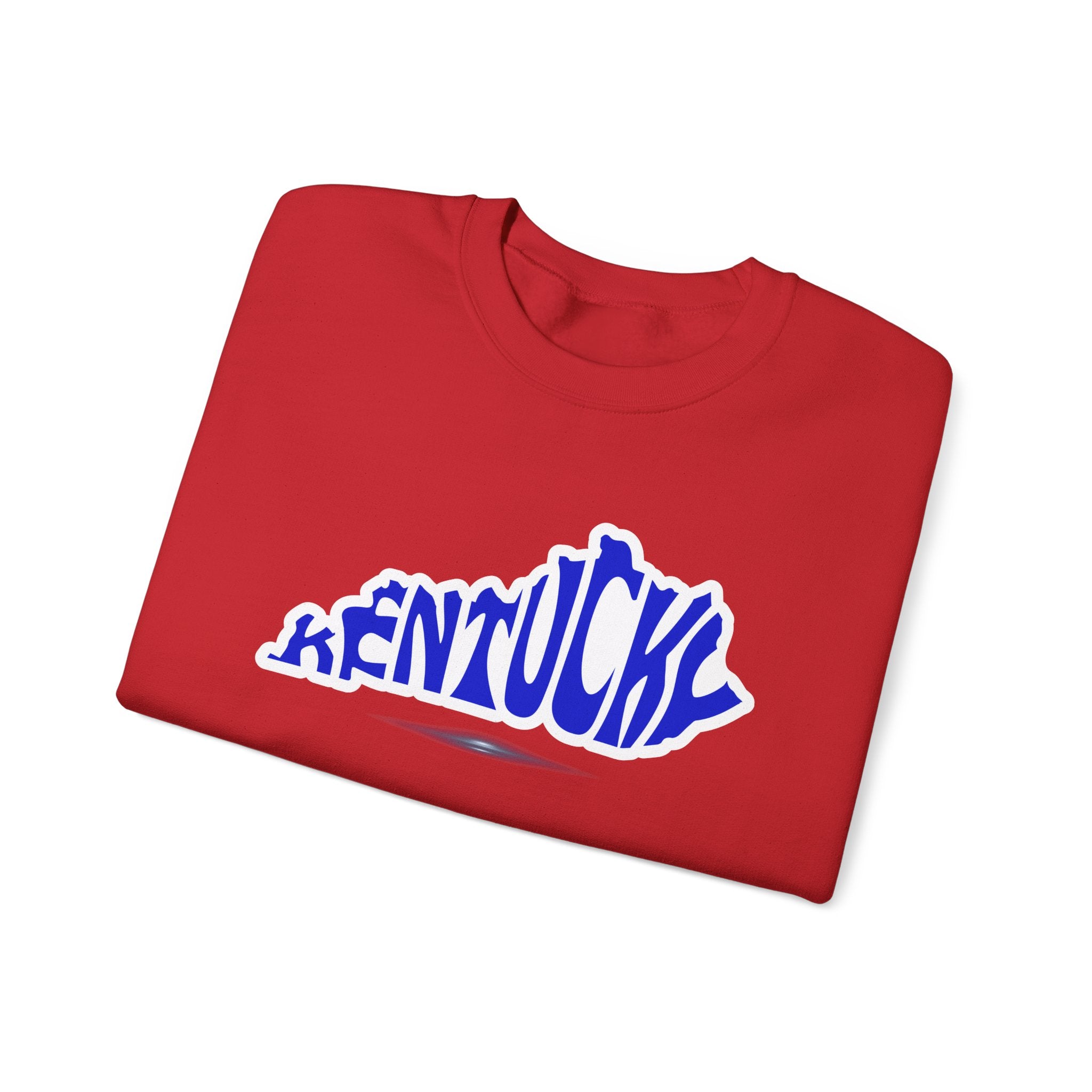 Kentucky State Outline Crewneck Sweatshirt — Blue 'Kentucky' Typography