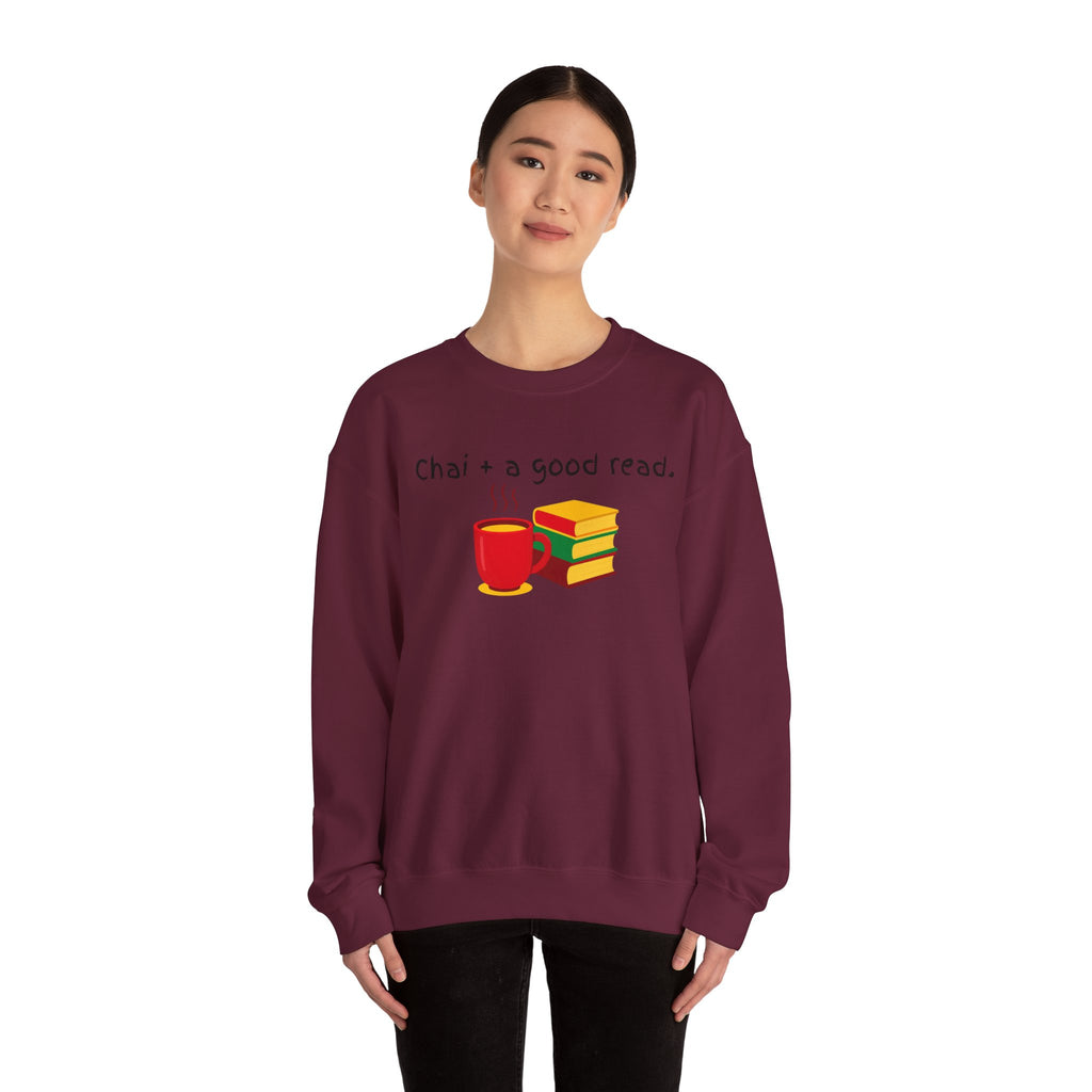 Cozy Reading Sweatshirt — "Chai + a Good Read" Crewneck