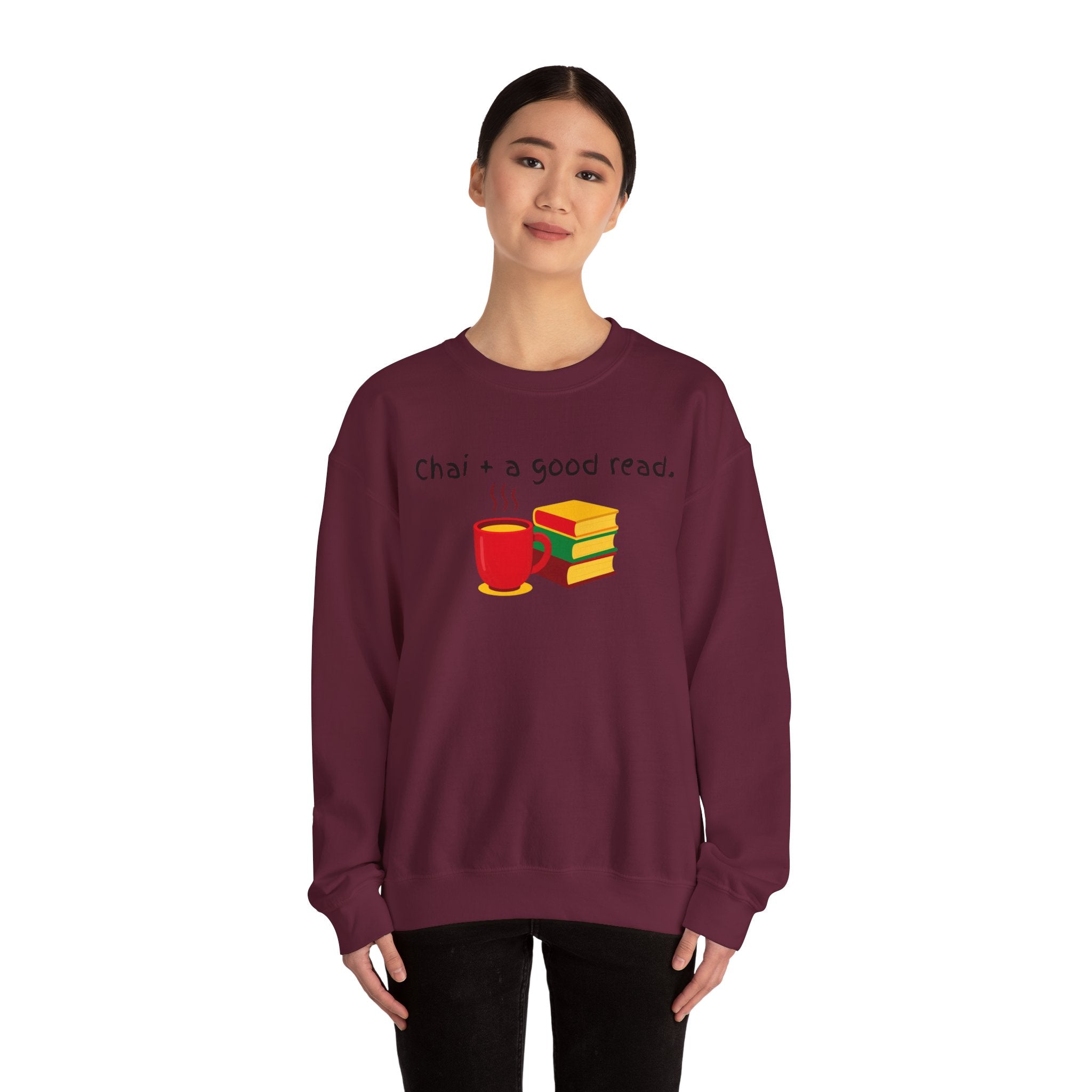 Cozy Reading Sweatshirt — "Chai + a Good Read" Crewneck