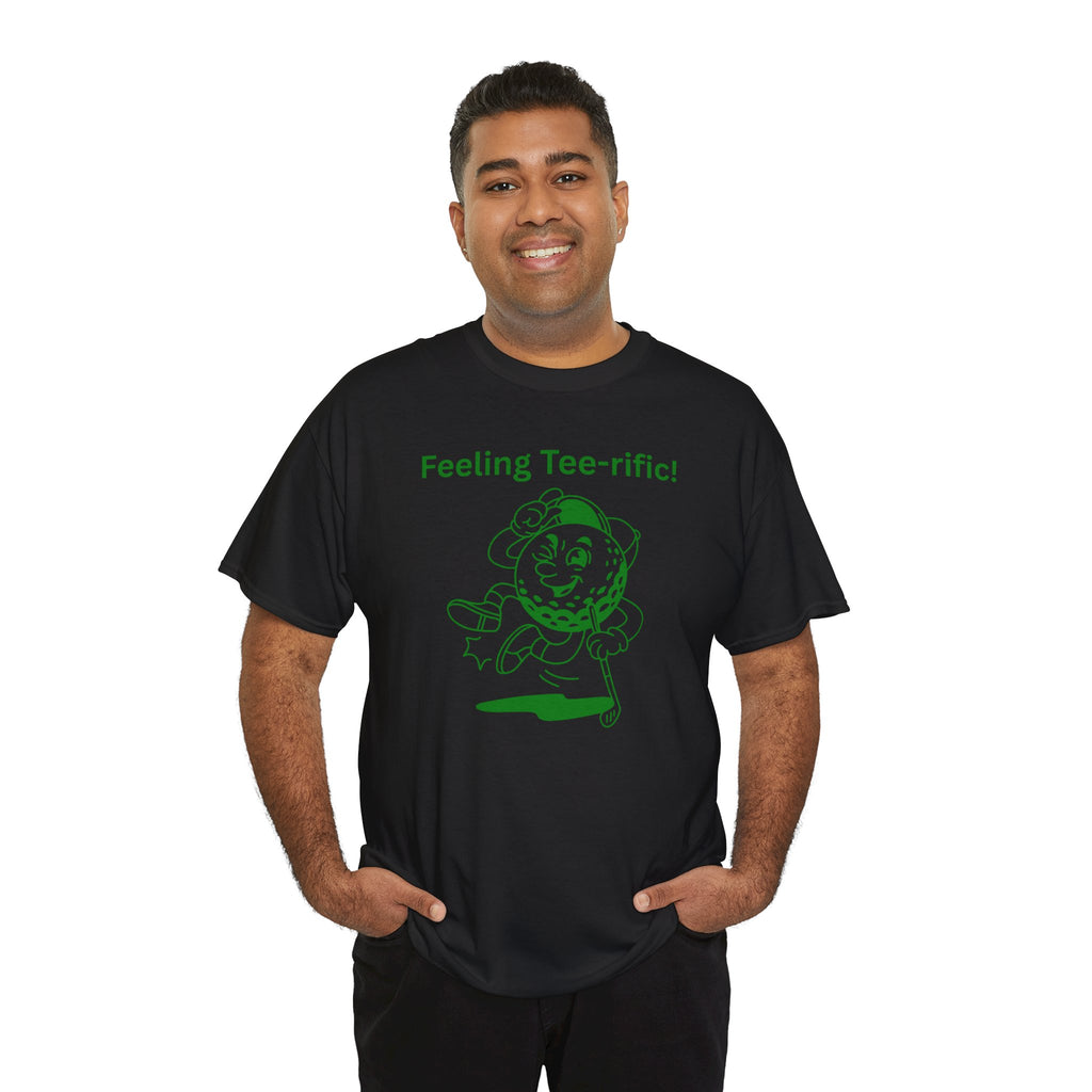 Golf Tee T-Shirt — "Feeling Tee-rific!" Vintage Golf Character Shirt