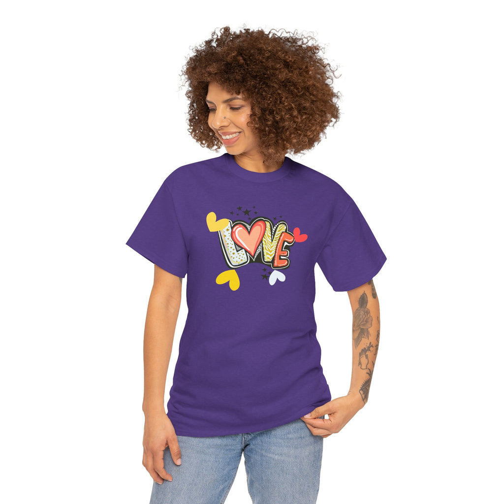 Love Heart Graphic Tee — Retro Doodle "LOVE" Design