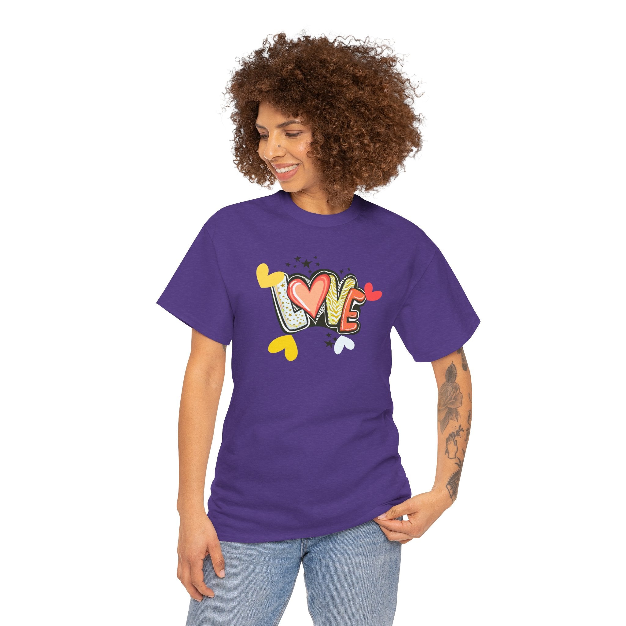 Love Heart Graphic Tee — Retro Doodle "LOVE" Design