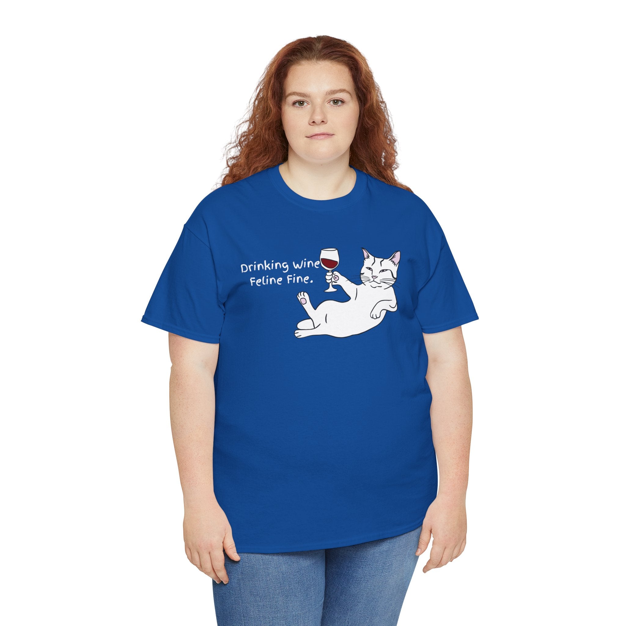 Drinking Wine, Feline Fine Cat Tee