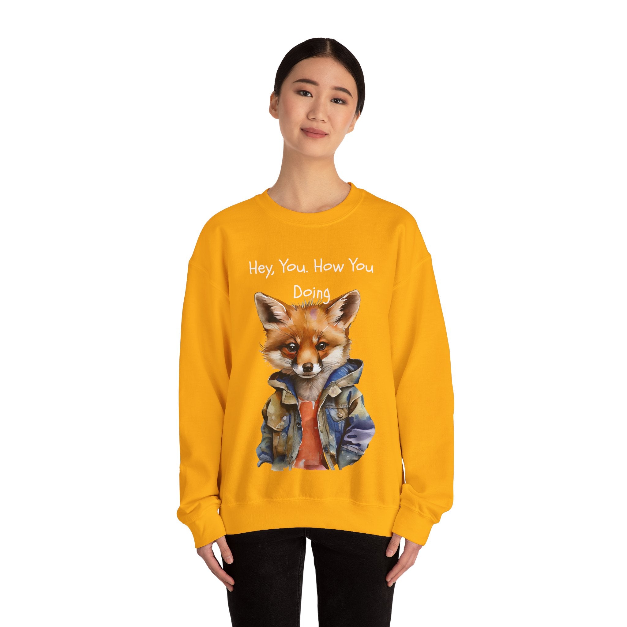 Fox Graphic Crewneck Sweatshirt — "Hey, You. How You Doing" Cozy Pullover