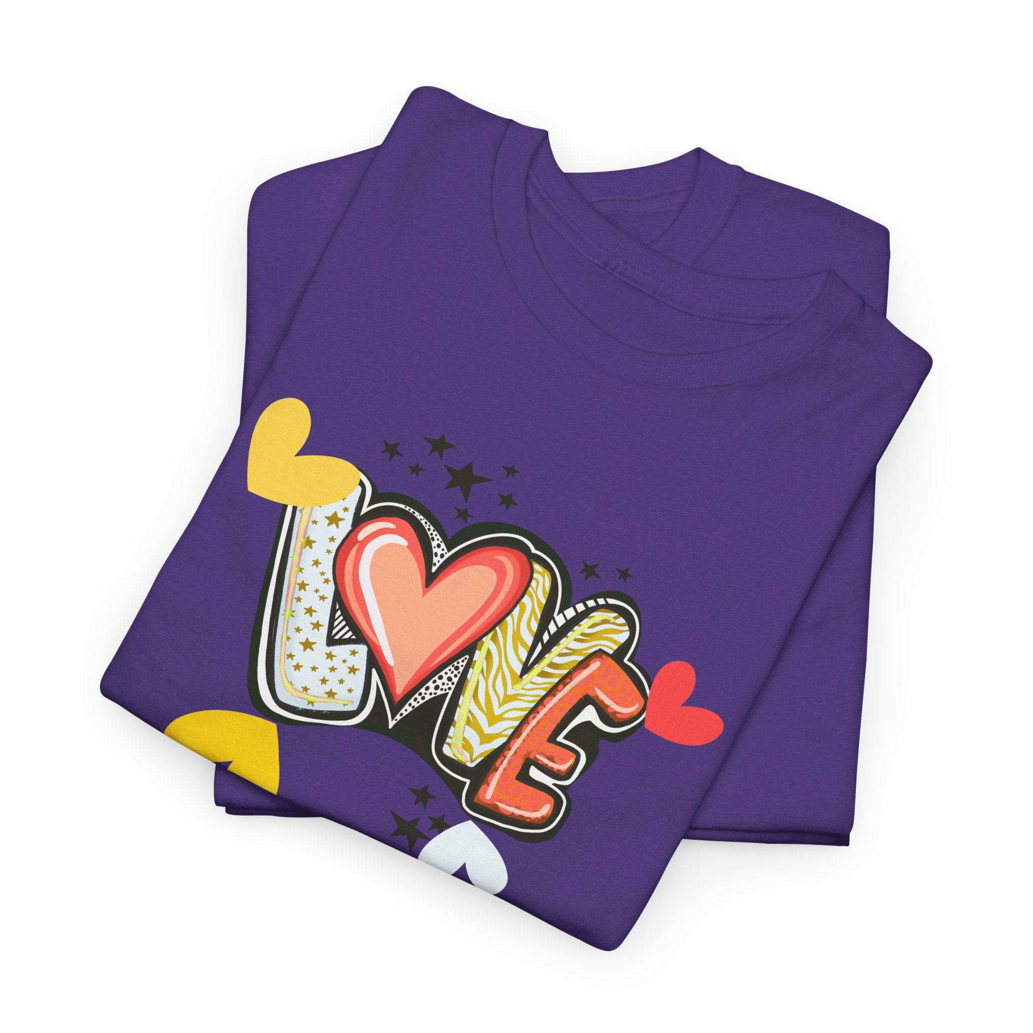 Love Heart Graphic Tee — Retro Doodle "LOVE" Design