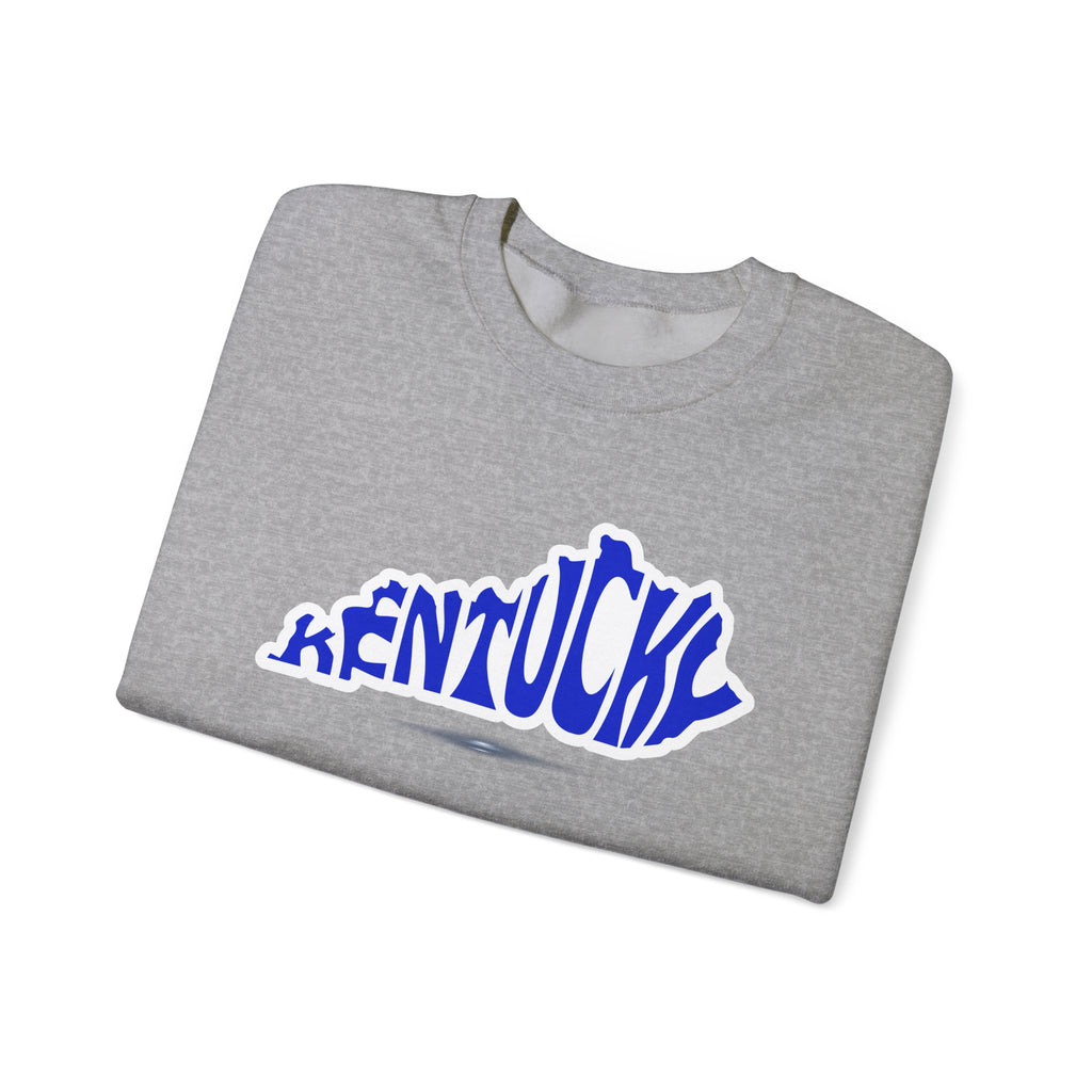 Kentucky State Outline Crewneck Sweatshirt — Blue 'Kentucky' Typography