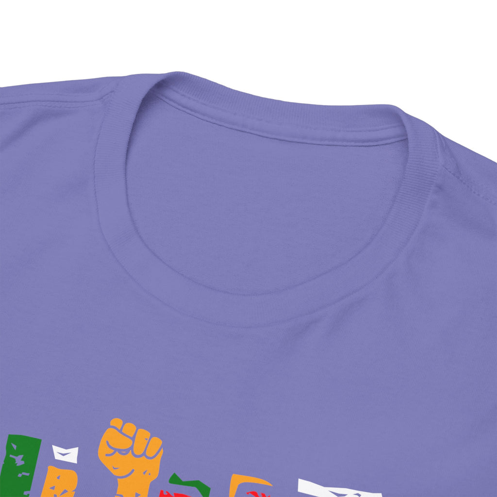 Juneteenth Celebration T-Shirt — "Made Us Stronger" Floral Block Letter Tee