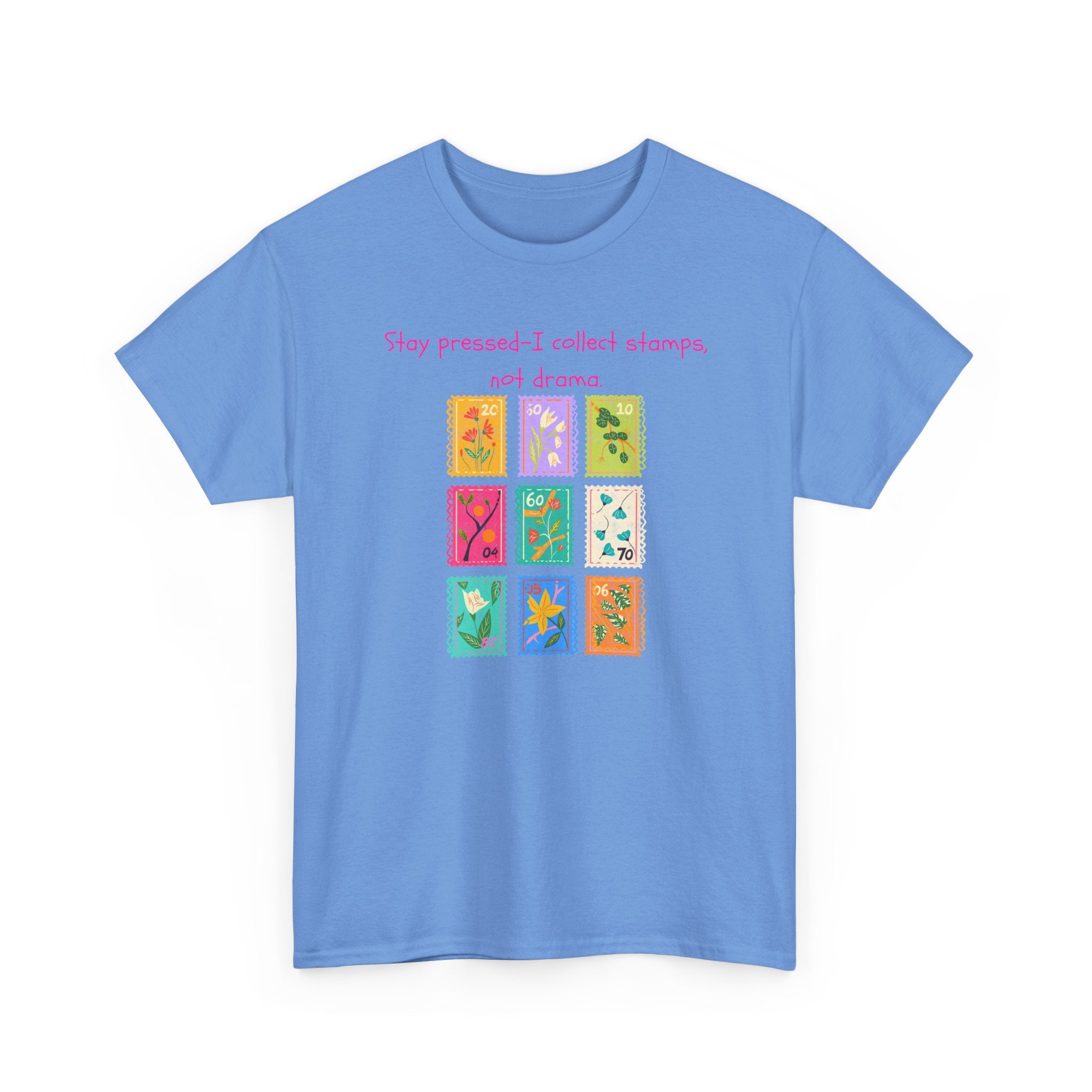 Stamp Collector Graphic Tee – "Stay pressed—I collect stamps and drama"