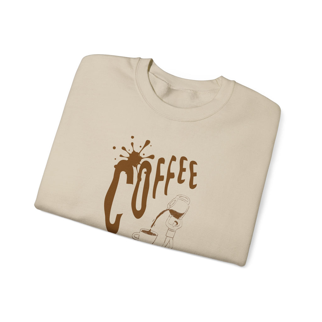 Coffee Lover Crewneck Sweatshirt — Retro Brown Coffee Graphic