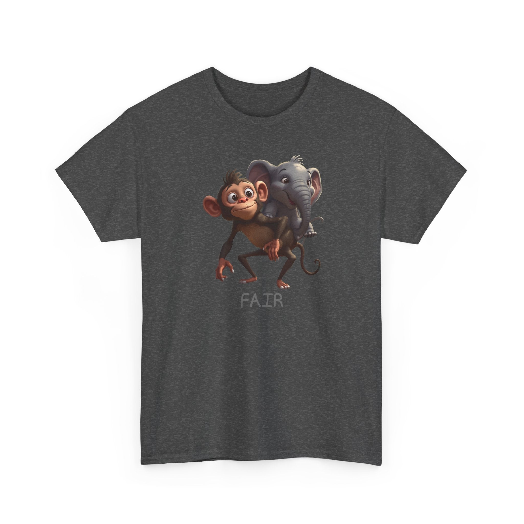 Monkey and Elephant 'Fair' Graphic Tee — Cute Animal Friendship T-Shirt