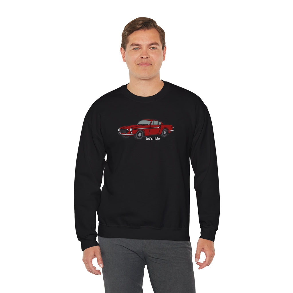 Classic Red Muscle Car Sweatshirt — “let’s ride” Crewneck