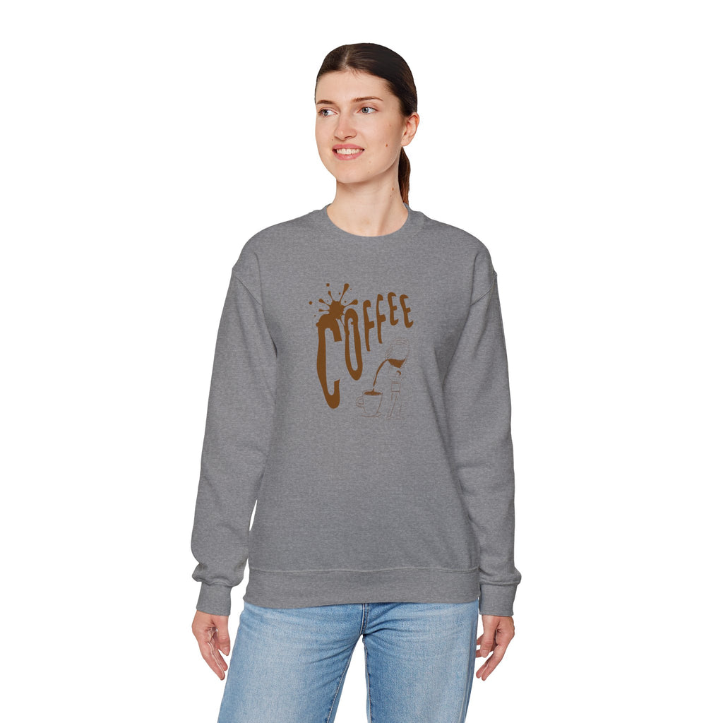 Coffee Lover Crewneck Sweatshirt — Retro Brown Coffee Graphic