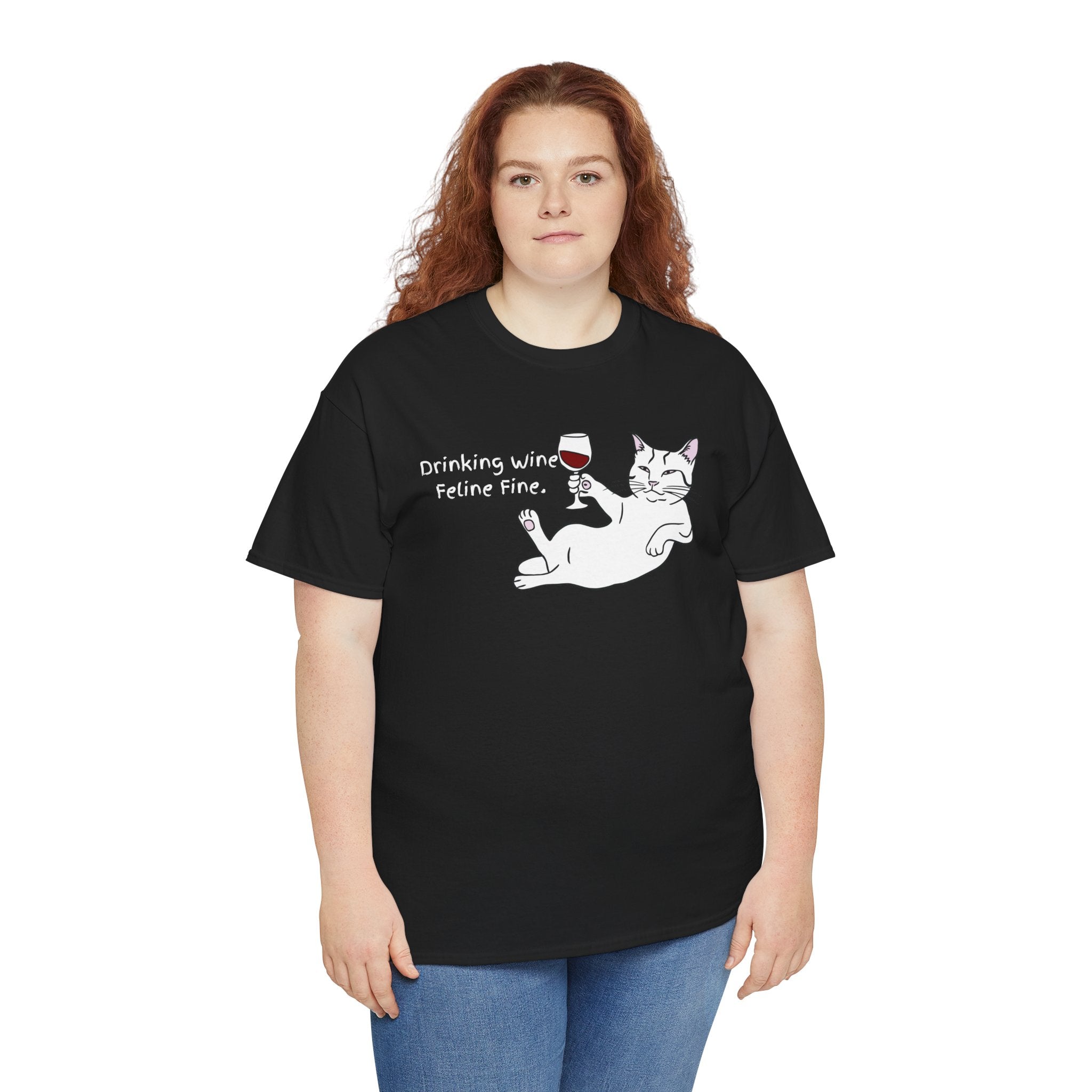 Drinking Wine, Feline Fine Cat Tee