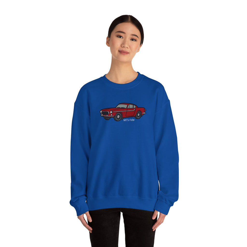 Classic Red Muscle Car Sweatshirt — “let’s ride” Crewneck