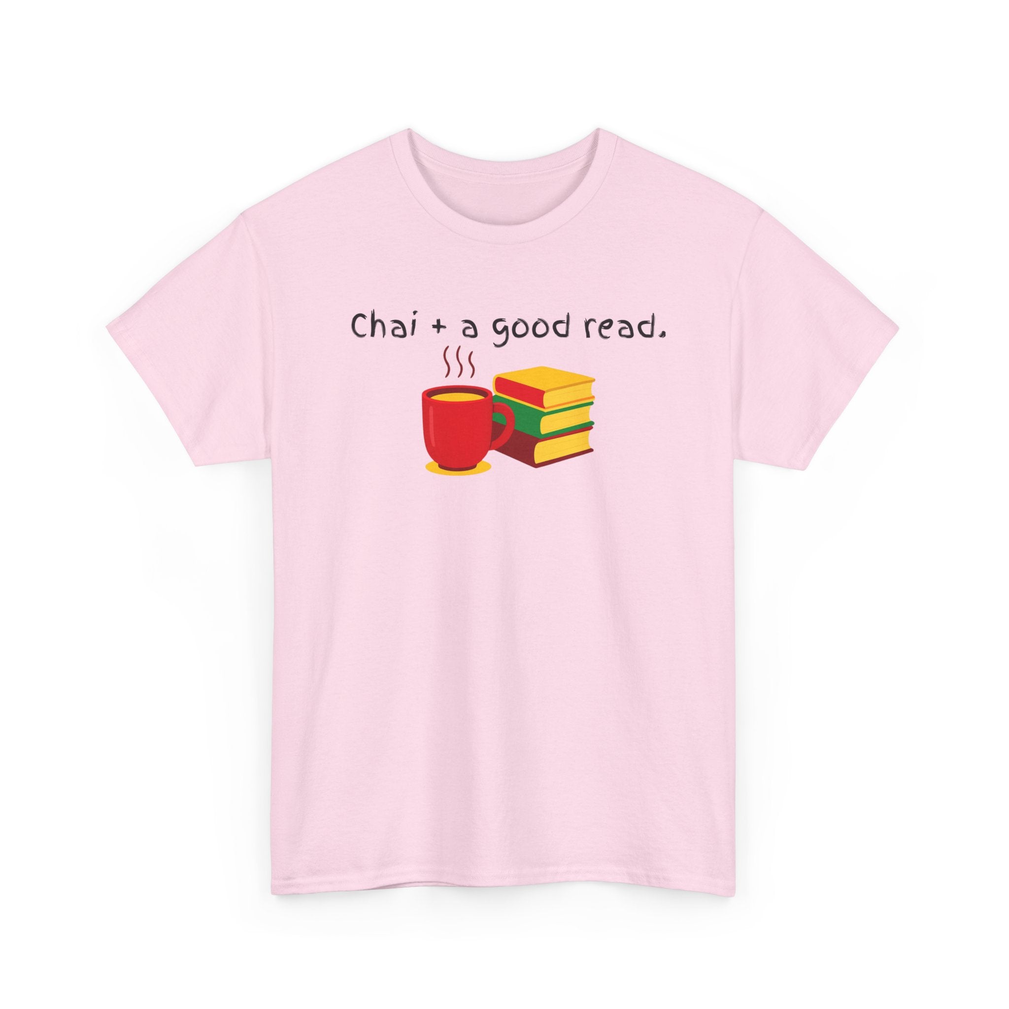 Chai + A Good Read T-Shirt — Tea & Books Graphic Tee for Book Lovers