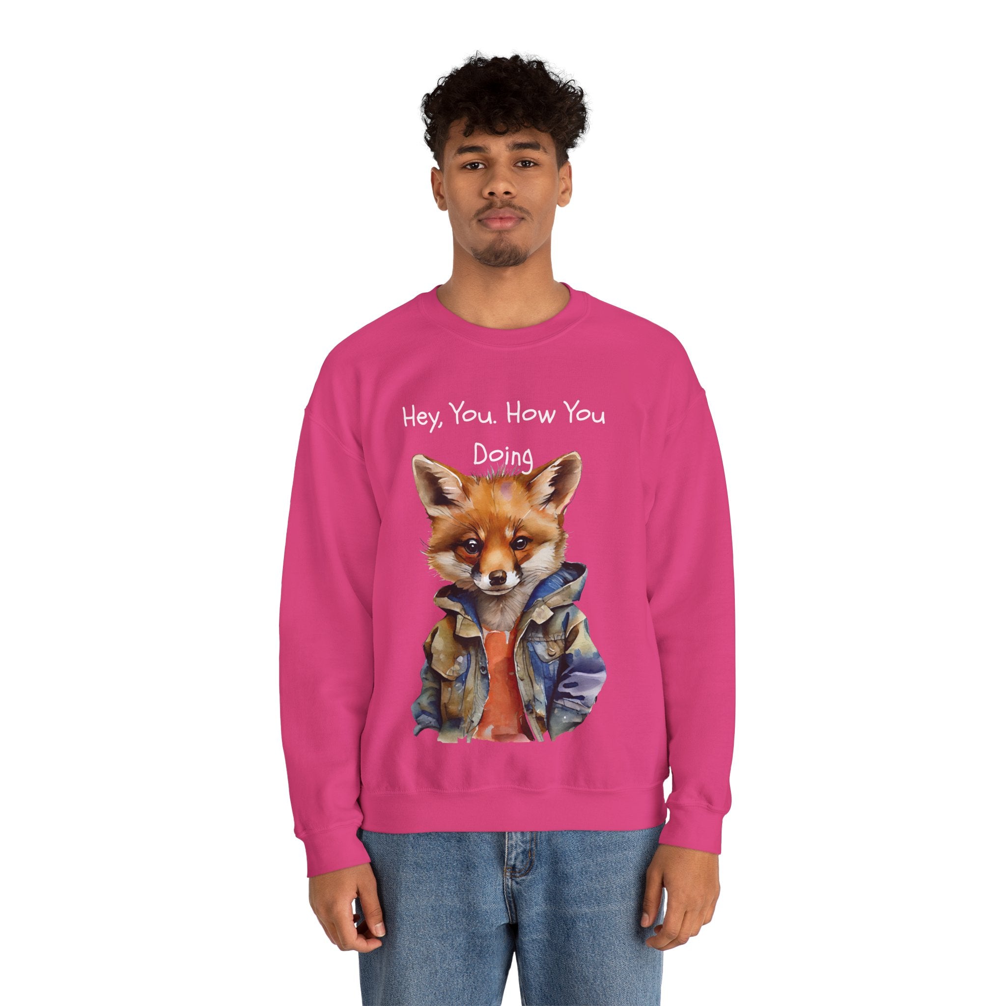 Fox Graphic Crewneck Sweatshirt — "Hey, You. How You Doing" Cozy Pullover
