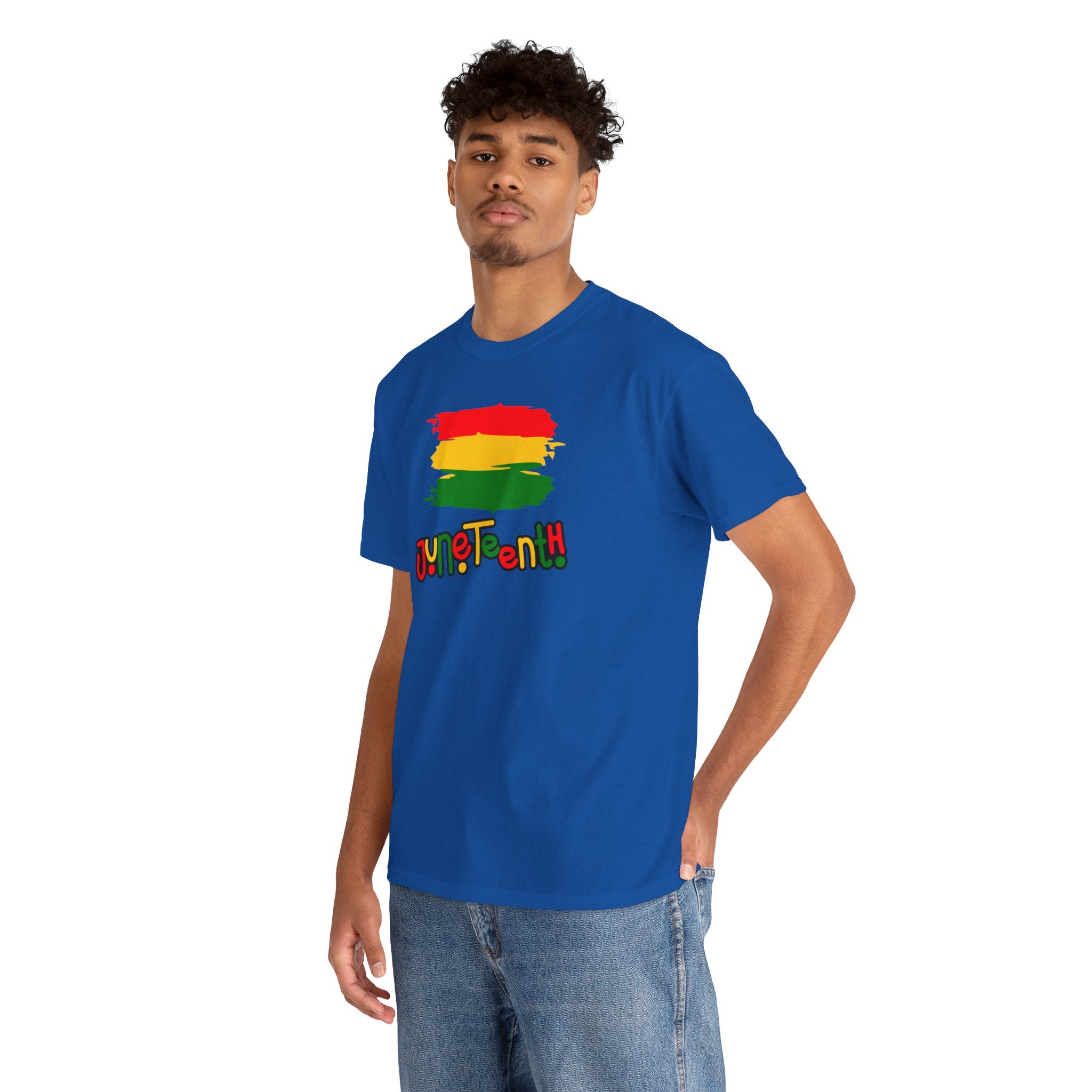 Juneteenth Graphic Tee — Rasta Flag Brushstroke Design