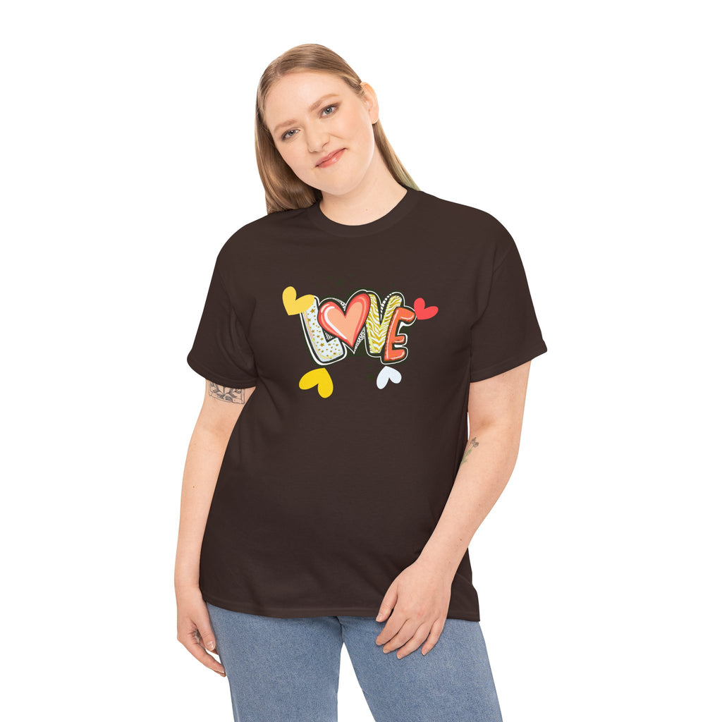 Love Heart Graphic Tee — Retro Doodle "LOVE" Design