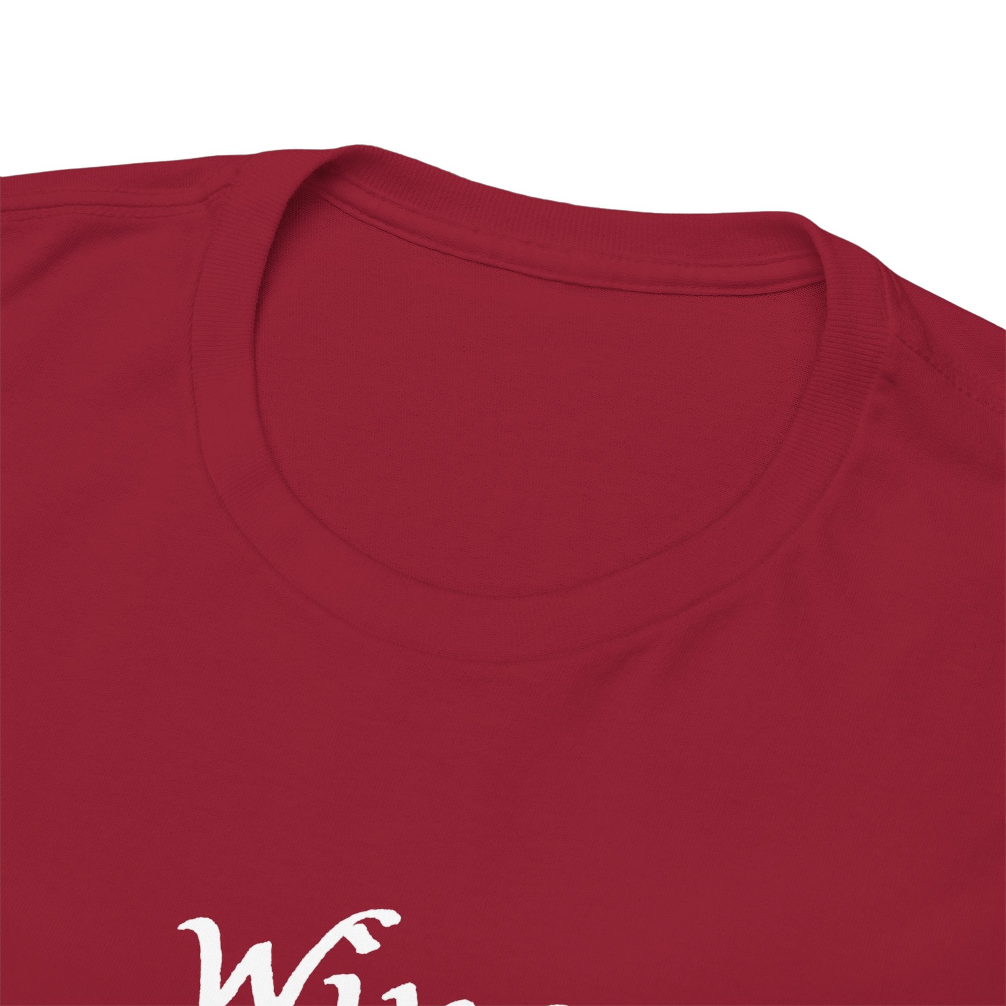 Wine Graphic Tee — Minimalist Small Chest 'wine' Text T‑Shirt