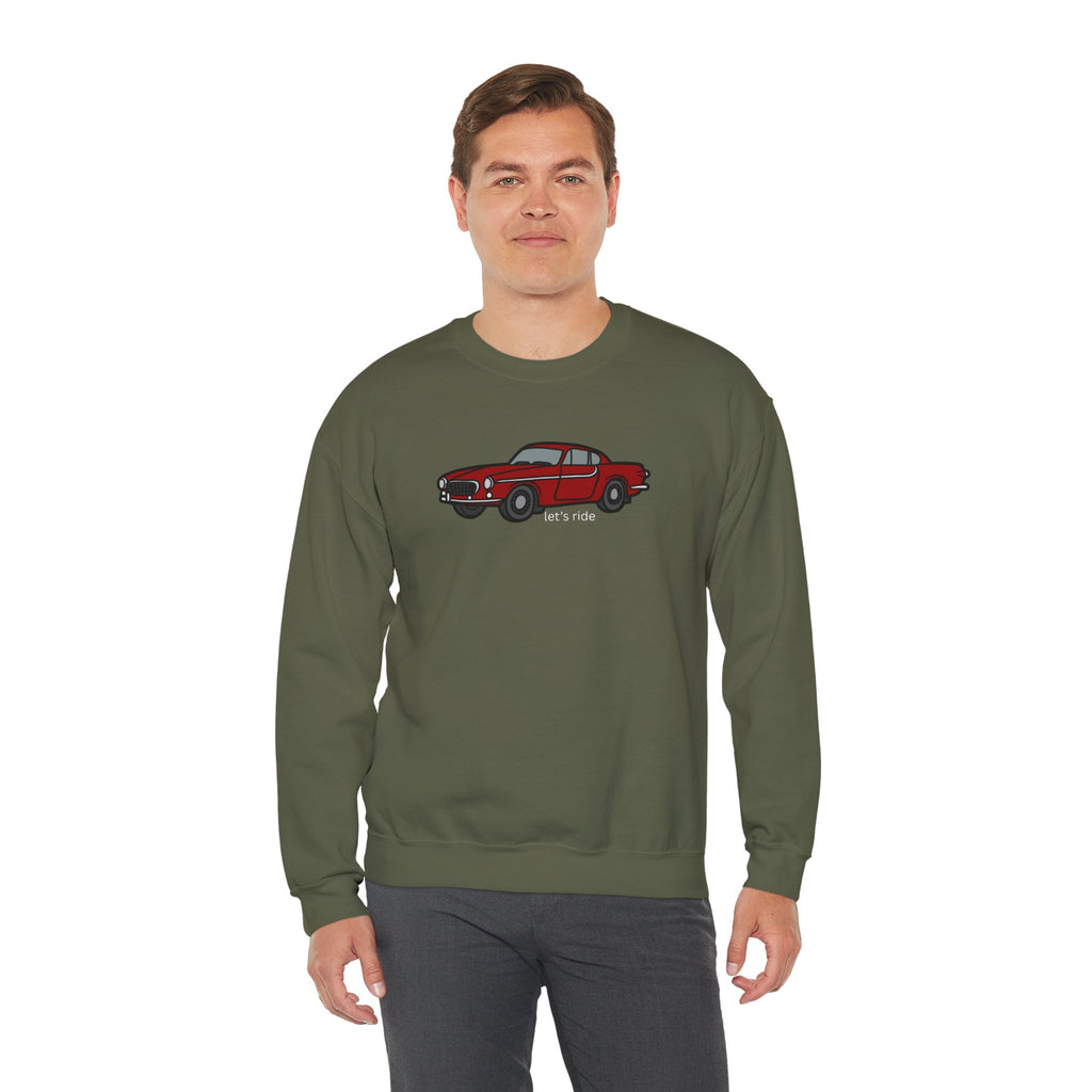 Classic Red Muscle Car Sweatshirt — “let’s ride” Crewneck