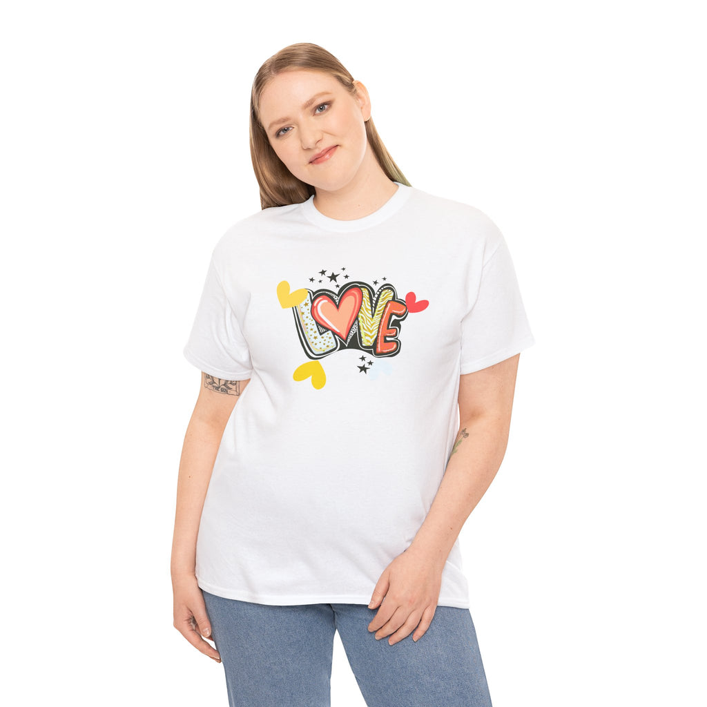 Love Heart Graphic Tee — Retro Doodle "LOVE" Design