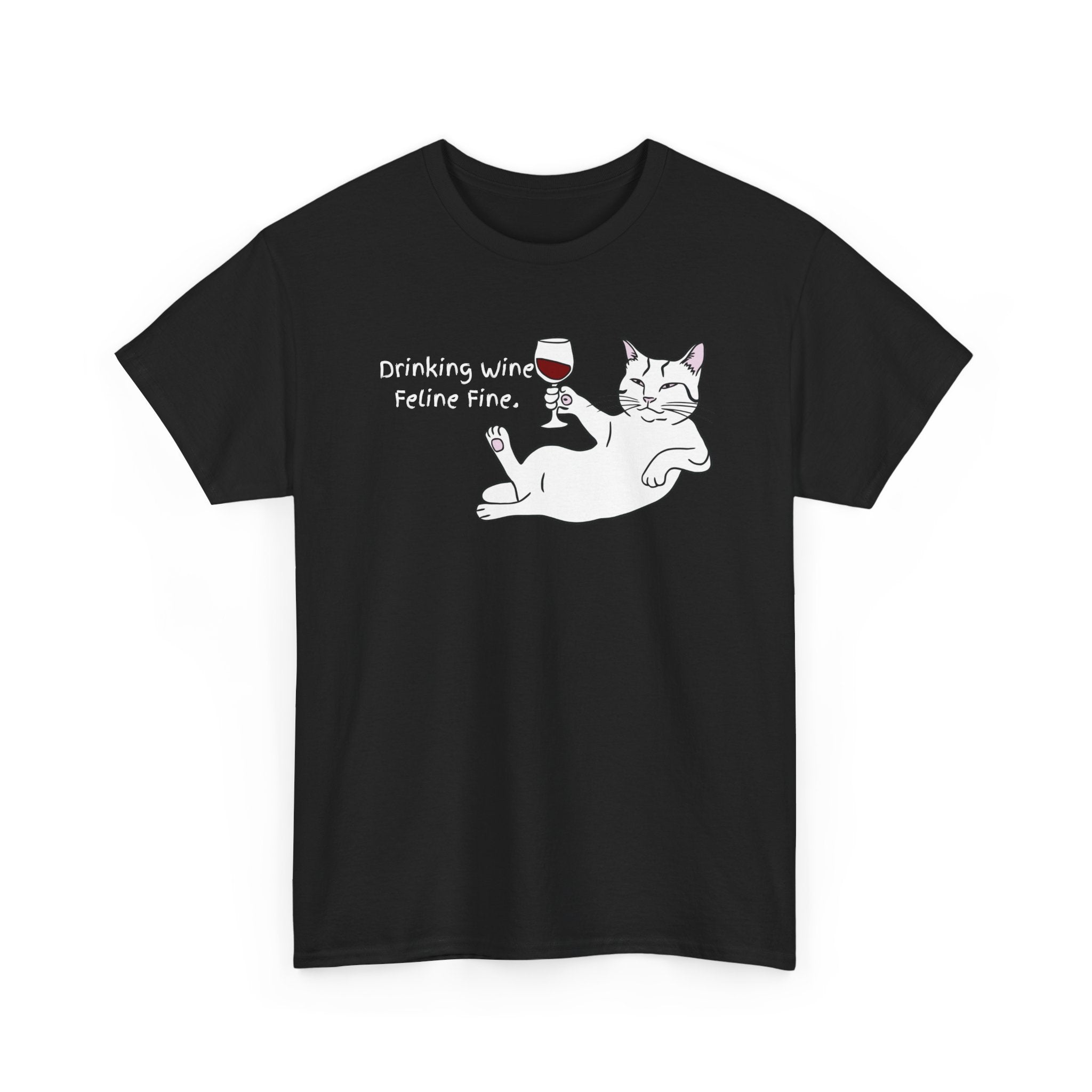 Drinking Wine, Feline Fine Cat Tee