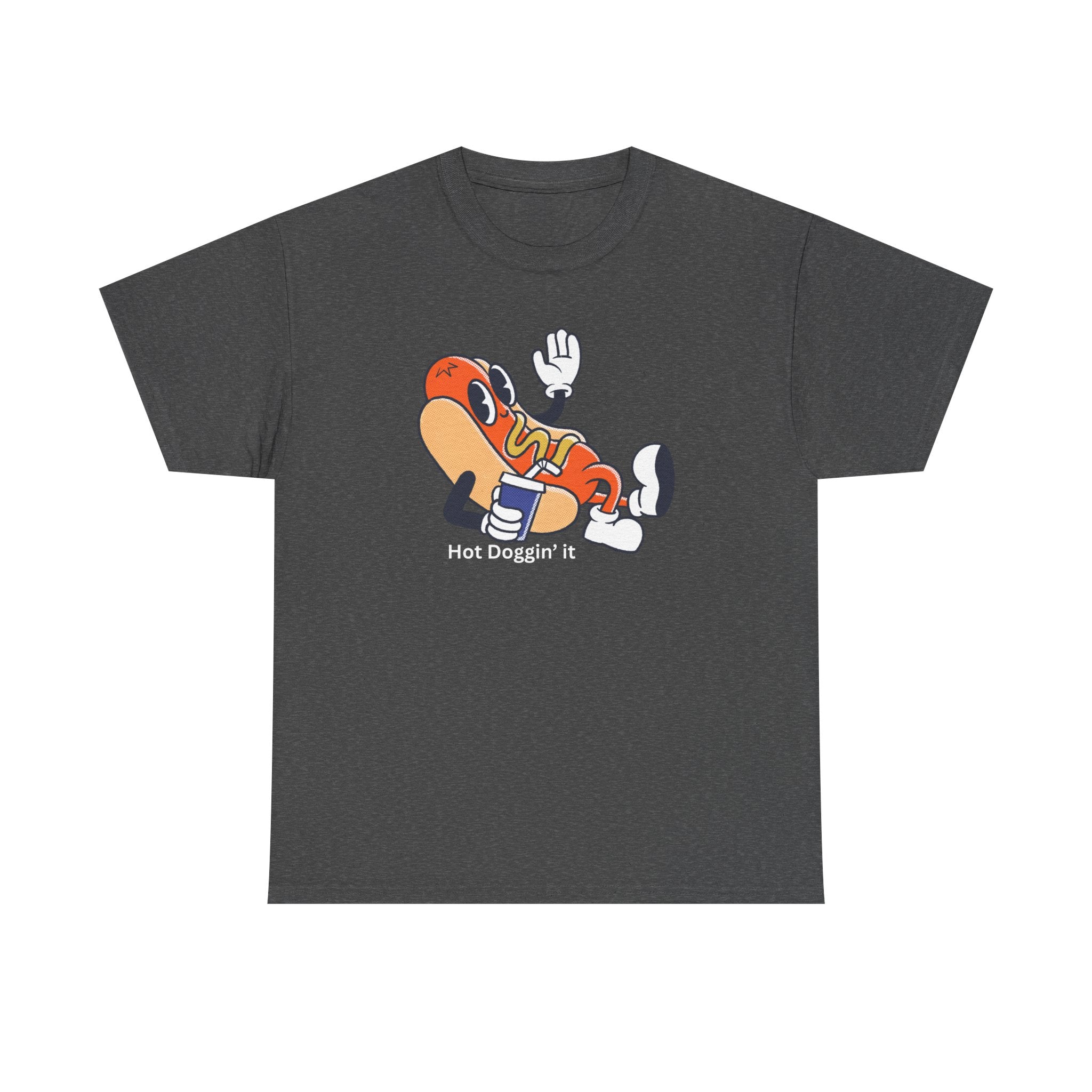 Hot Dog Character T‑Shirt – Retro Cartoon Dancing Sausage Tee