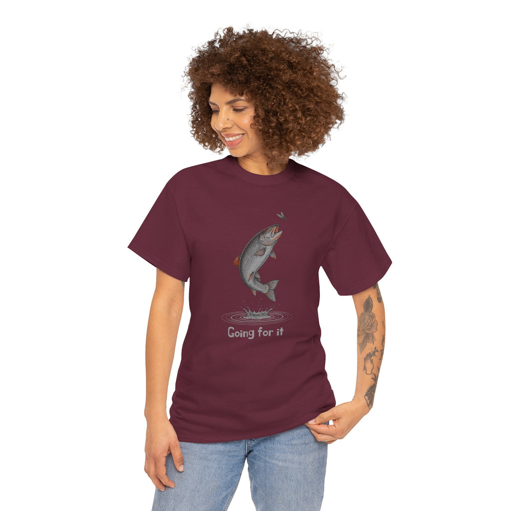 Fishing T‑Shirt — Leaping Trout 'Going for it' Graphic Tee