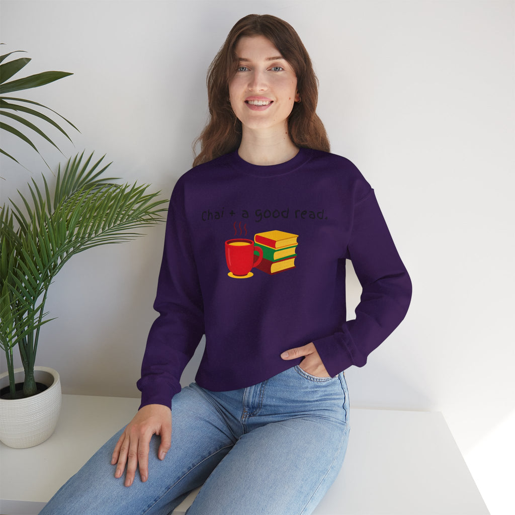 Cozy Reading Sweatshirt — "Chai + a Good Read" Crewneck