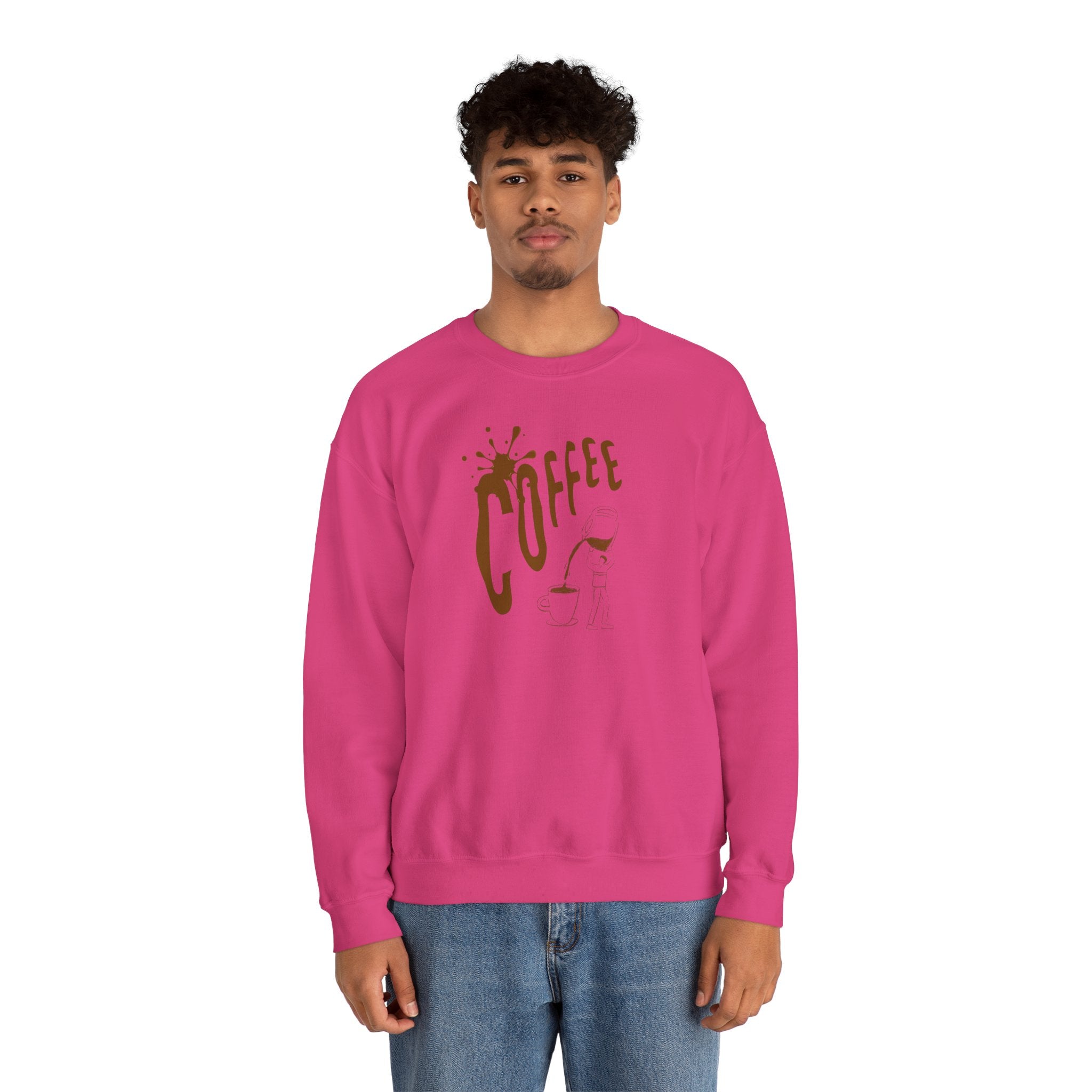 Coffee Lover Crewneck Sweatshirt — Retro Brown Coffee Graphic
