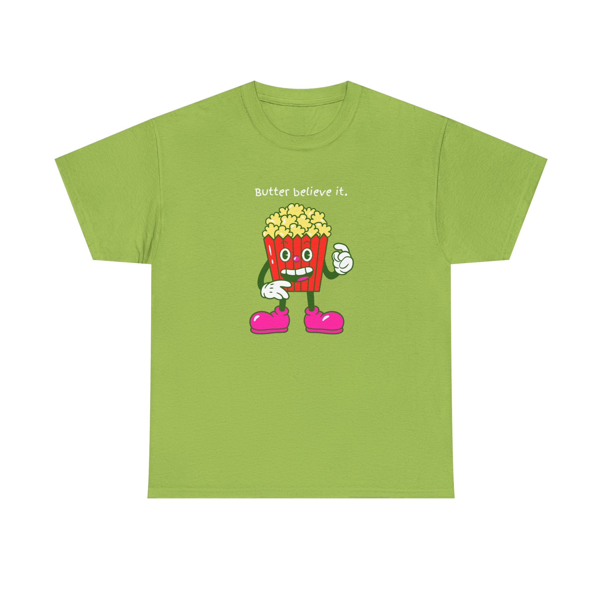 Butter Believe It Popcorn Tee — Cute Retro Snack Cartoon T-Shirt