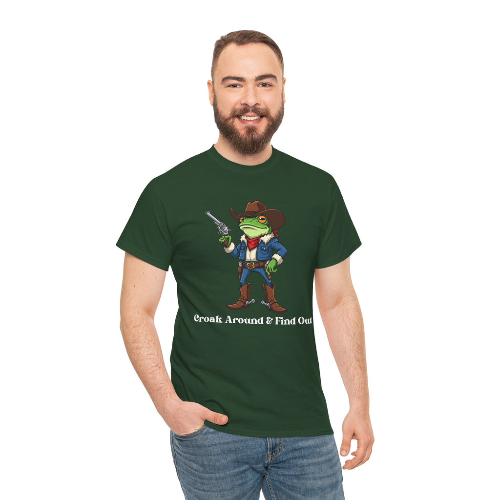 Cowboy Frog T-Shirt - "Croak Around & Find Out" Funny Western Graphic Tee